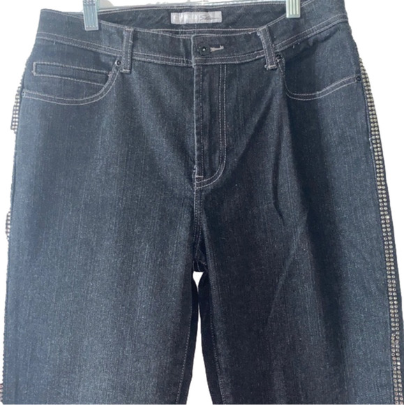 Chico's Platinum Alannia Jean Straight Leg High-Rise Stretch Embellished Jean - Picture 3 of 15